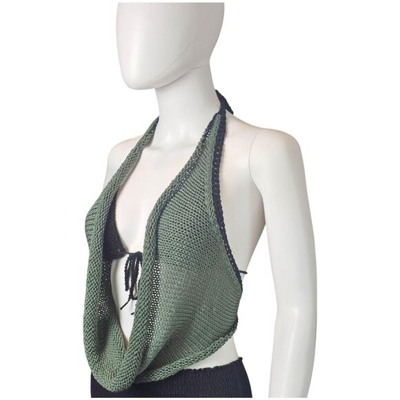 Handmade Knit Halter Top with Crochet Bra - Picture 4 of 8